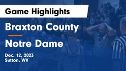 Braxton County  vs Notre Dame  Game Highlights - Dec. 12, 2023