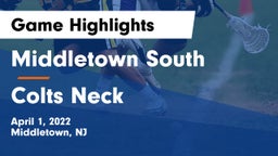 Middletown South  vs Colts Neck  Game Highlights - April 1, 2022