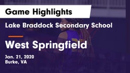 Lake Braddock Secondary School vs West Springfield  Game Highlights - Jan. 21, 2020