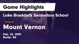 Lake Braddock Secondary School vs Mount Vernon   Game Highlights - Feb. 24, 2020