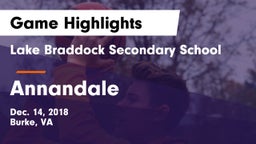 Lake Braddock Secondary School vs Annandale  Game Highlights - Dec. 14, 2018
