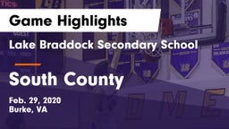 Lake Braddock Secondary School vs South County  Game Highlights - Feb. 29, 2020