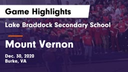 Lake Braddock Secondary School vs Mount Vernon   Game Highlights - Dec. 30, 2020