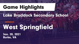 Lake Braddock Secondary School vs West Springfield  Game Highlights - Jan. 28, 2021