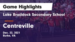 Lake Braddock Secondary School vs Centreville  Game Highlights - Dec. 22, 2021