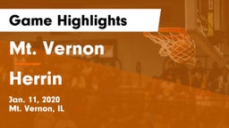 Mt. Vernon  vs Herrin  Game Highlights - Jan. 11, 2020
