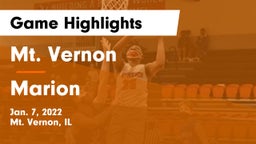 Mt. Vernon  vs Marion  Game Highlights - Jan. 7, 2022