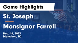 St. Joseph  vs Monsignor Farrell  Game Highlights - Dec. 16, 2023