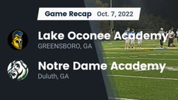 Recap: Lake Oconee Academy vs.      Notre Dame Academy 2022