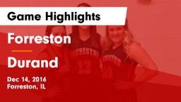 Forreston  vs Durand  Game Highlights - Dec 14, 2016