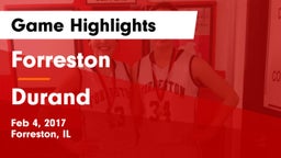 Forreston  vs Durand Game Highlights - Feb 4, 2017