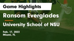 Ransom Everglades  vs University School of NSU Game Highlights - Feb. 17, 2022