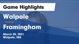 Walpole  vs Framingham  Game Highlights - March 30, 2021