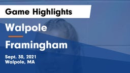 Walpole  vs Framingham  Game Highlights - Sept. 30, 2021