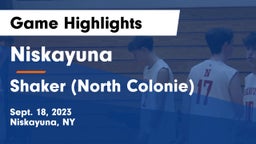 Niskayuna  vs Shaker  (North Colonie) Game Highlights - Sept. 18, 2023