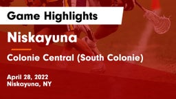 Niskayuna  vs Colonie Central  (South Colonie) Game Highlights - April 28, 2022