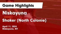 Niskayuna  vs Shaker  (North Colonie) Game Highlights - April 11, 2024