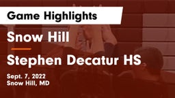 Snow Hill  vs Stephen Decatur HS Game Highlights - Sept. 7, 2022