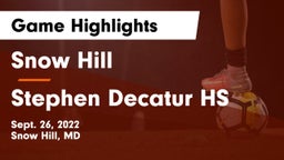 Snow Hill  vs Stephen Decatur HS Game Highlights - Sept. 26, 2022