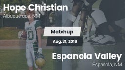 Matchup: Hope Christian vs. Espanola Valley  2018