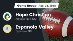 Recap: Hope Christian  vs. Espanola Valley  2018