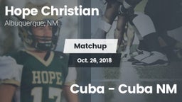 Matchup: Hope Christian vs. Cuba  - Cuba NM 2018