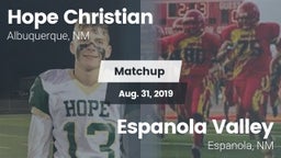 Matchup: Hope Christian vs. Espanola Valley  2019
