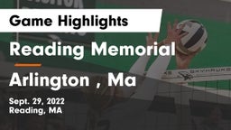 Reading Memorial  vs Arlington , Ma Game Highlights - Sept. 29, 2022