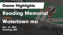 Reading Memorial  vs Watertown  ma Game Highlights - Oct. 13, 2022