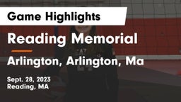 Reading Memorial  vs Arlington, Arlington, Ma Game Highlights - Sept. 28, 2023