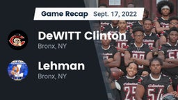 Recap: DeWITT Clinton  vs. Lehman  2022