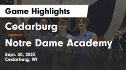 Cedarburg  vs Notre Dame Academy Game Highlights - Sept. 30, 2023
