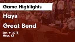 Hays  vs Great Bend  Game Highlights - Jan. 9, 2018