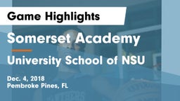 Somerset Academy  vs University School of NSU Game Highlights - Dec. 4, 2018