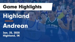 Highland  vs Andrean  Game Highlights - Jan. 25, 2020