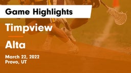 Timpview  vs Alta  Game Highlights - March 22, 2022