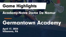 Academy-Notre Dame De Namur  vs Germantown Academy Game Highlights - April 17, 2024