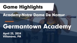 Academy-Notre Dame De Namur  vs Germantown Academy Game Highlights - April 23, 2024