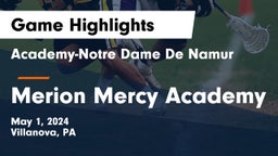 Academy-Notre Dame De Namur  vs Merion Mercy Academy Game Highlights - May 1, 2024