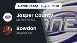 Recap: Jasper County  vs. Bowdon  2018