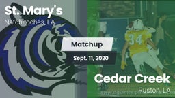 Matchup: Saint Mary's High vs. Cedar Creek  2020