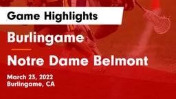 Burlingame  vs Notre Dame Belmont Game Highlights - March 23, 2022