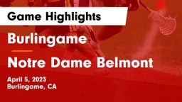 Burlingame  vs Notre Dame Belmont Game Highlights - April 5, 2023