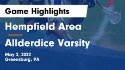 Hempfield Area  vs Allderdice Varsity Game Highlights - May 2, 2022