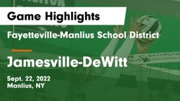 Fayetteville-Manlius School District  vs Jamesville-DeWitt  Game Highlights - Sept. 22, 2022