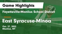 Fayetteville-Manlius School District  vs East Syracuse-Minoa  Game Highlights - Oct. 27, 2022