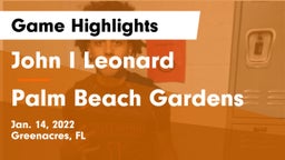 John I Leonard  vs Palm Beach Gardens  Game Highlights - Jan. 14, 2022