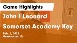 John I Leonard  vs Somerset Academy Key Game Highlights - Feb. 1, 2022