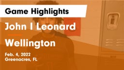 John I Leonard  vs Wellington  Game Highlights - Feb. 4, 2022