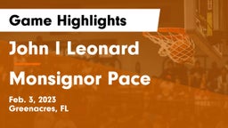 John I Leonard  vs Monsignor Pace Game Highlights - Feb. 3, 2023